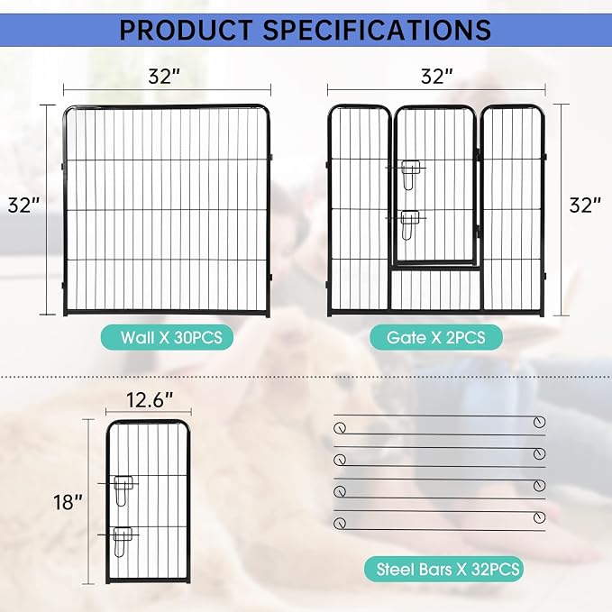 BestPet | Dog Playpen | 32 Inch, 32 Panels | Heavy Duty Metal Pet Exercise Pen - Image 8