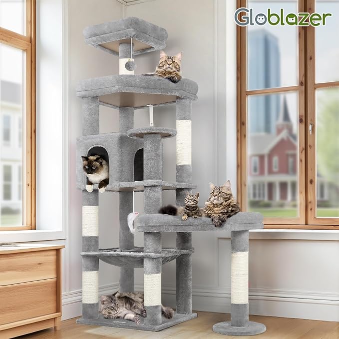 Globlazer Extra Large Platform Cat Tree, 65in Sturdy Cat Tree - Image 8