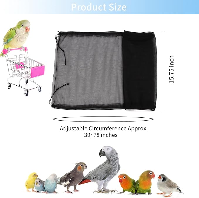 Daoeny Universal Bird Cage Cover, Adjustable Parrot Nylon Airy Soft Mesh Net - Image 3