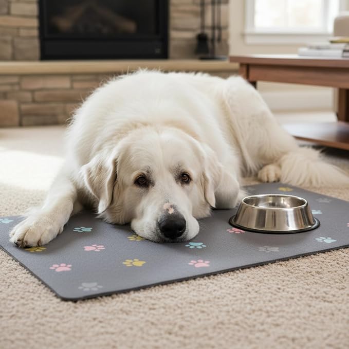 Cat Food Mat Absorbent Dog Mat for Food and Water Non Slip Quick Dry Dog Bowl - Image 2