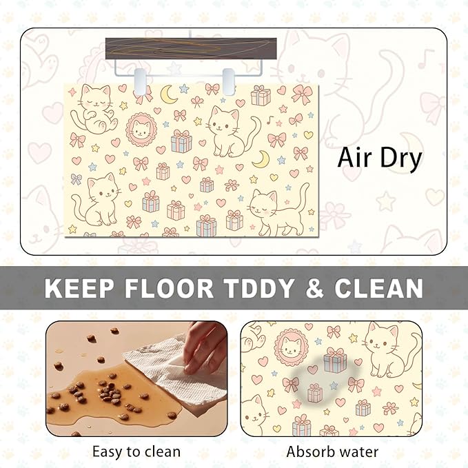 Cute Cat Pet Feeding Mat Adorable Kitten Food Placemat - Image 6