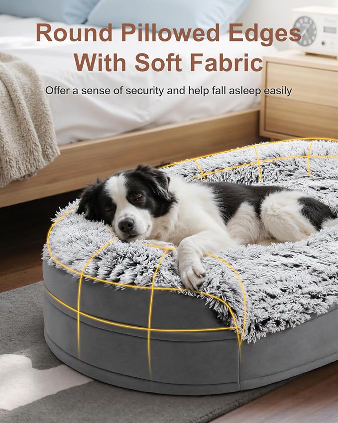 Dog Beds for Jumbo Dogs, 47.5"x35"x7.6", Removable and Washable Cover, Raised - Image 2