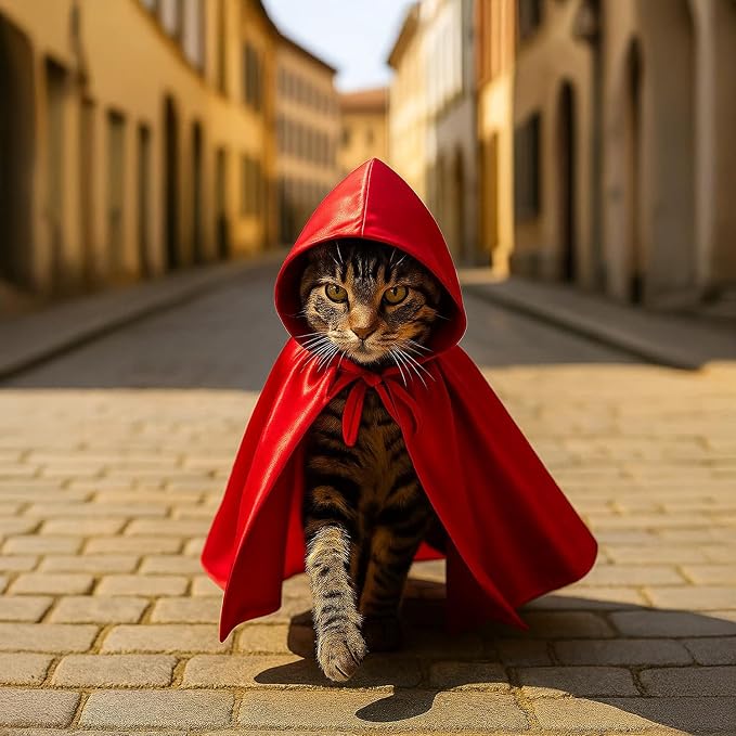 Red Cat Cloak with Hood for Indoor Cats, Funny Superhero Cosplay Halloween - Image 8