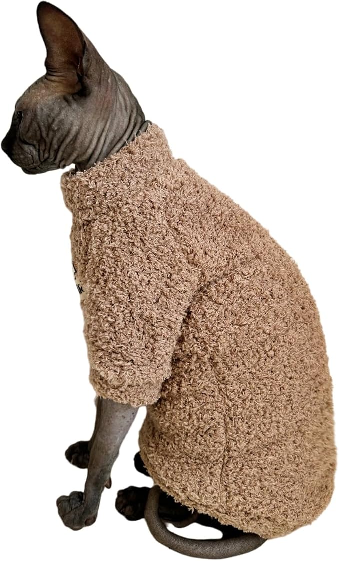 Sphynx Cat Clothes Hairless Cat Super Soft Warm Fleece T Shirt Elastic Winter - Image 4