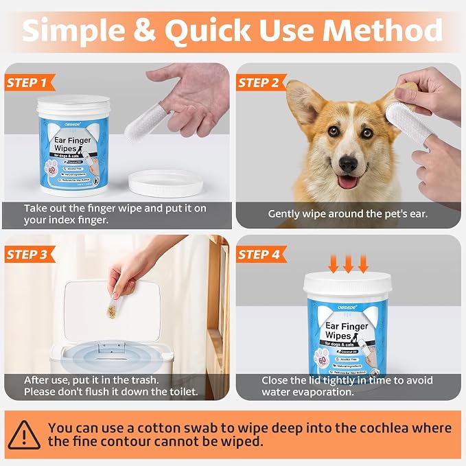 OBSEDE Dog & Cat Ear Wipes, Removes Wax & Odor – Daily Pet Grooming Supplies - Image 4