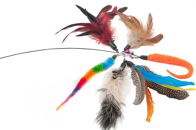 Fashion's Talk Feather Wire Wands Kitten Toys Worm Teaser Wand Cat Toy - Image 4