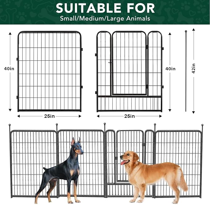 Dog Playpen Outdoor, 16 Panels 40" High Metal Dog Fence - Image 6