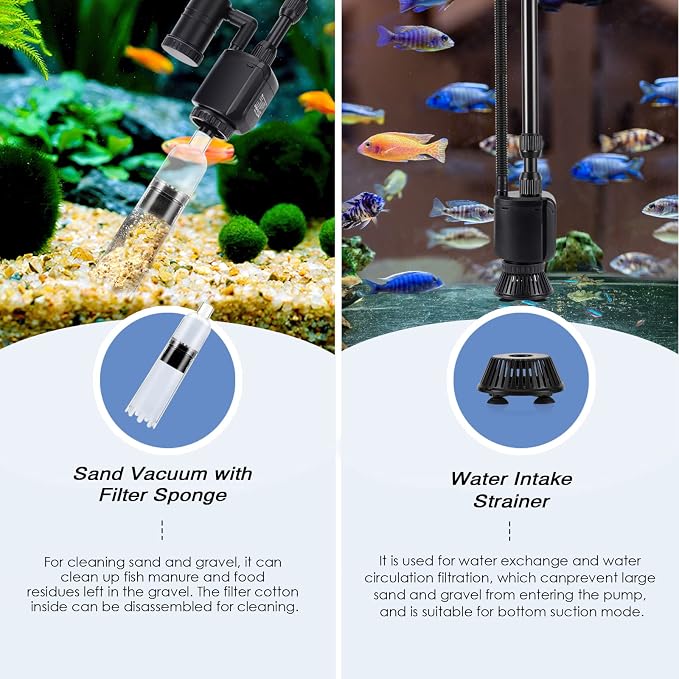 AQQA Electric Aquarium Gravel Cleaner, 6 in 1 Automatic Fish Tank Cleaning - Image 2