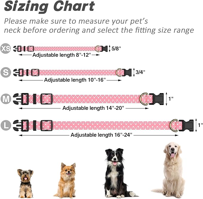 Reflective Dog Collar for Medium Dogs, Cute Adjustable Heavy-Duty Nylon Puppy - Image 7