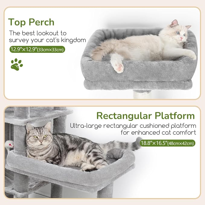 Globlazer Extra Large Platform Cat Tree, 65in Sturdy Cat Tree - Image 2