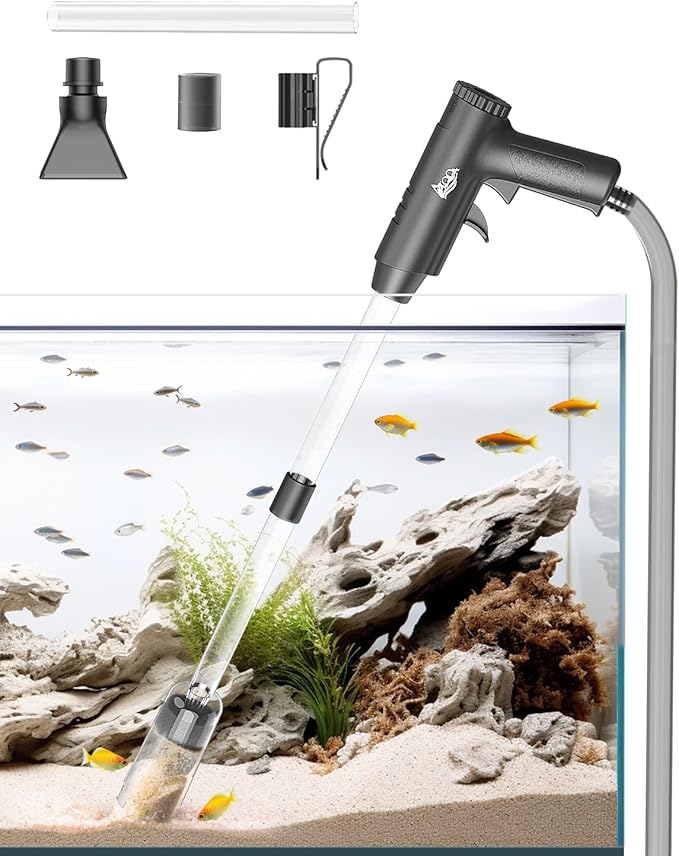 AQQA Aquarium Gravel Cleaner, 4-in-1 Upgrade Suction Power Manual Fish Tank by AQQA