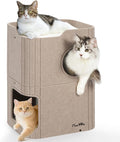 Made4Pets Cat House for Indoor Use, 2-Storey Cube Bed Cave, Covered Hideaway by Made4Pets