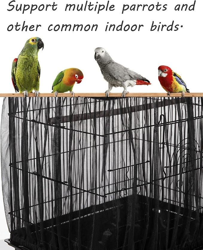 Tamu style Bird Cage Seed Catcher, Stretchy Form Fitting Mesh Skirt Cover - Image 4