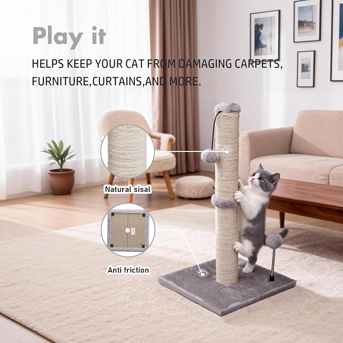MECOOL Cat Scratching Post Premium Basics Kitten Scratcher Sisal Scratch Posts - Image 4