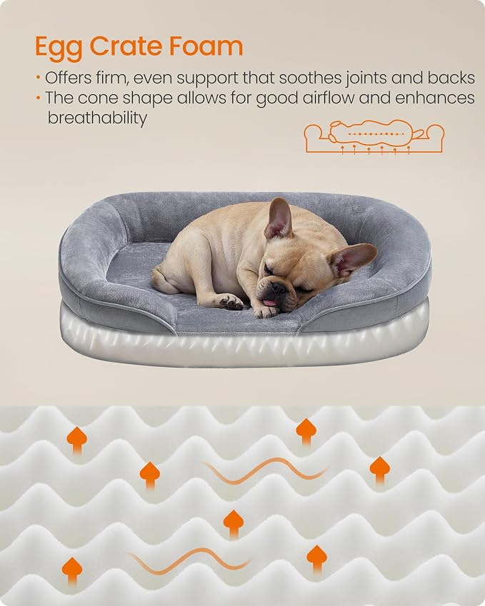 Feandrea Dog Bed, Medium Orthopaedic Dog Sofa Bed, Egg Crate Foam, Waterproof - Image 3