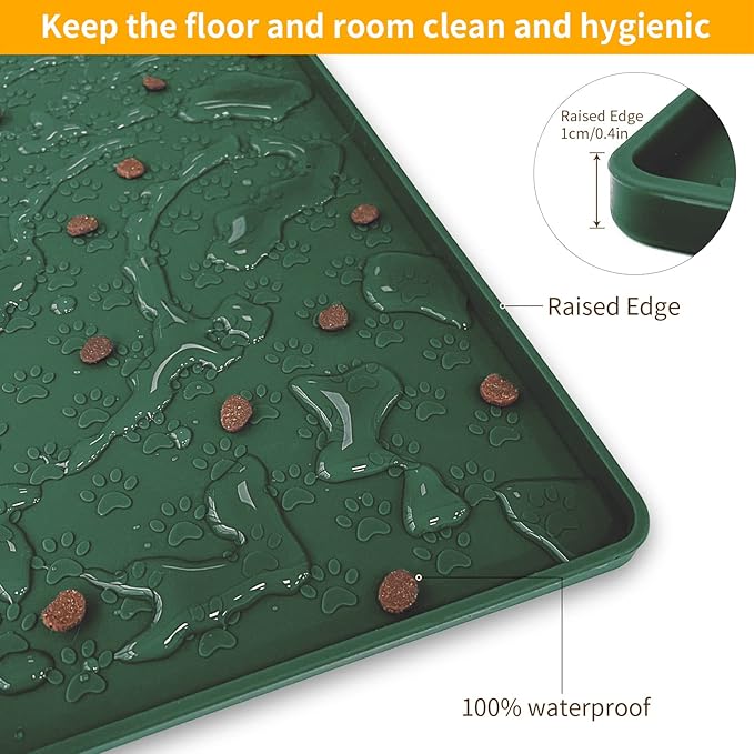 Ptlom Pet Placemat for Dog and Cat, Waterproof Silicone Pet Feeding Bowl Mats - Image 6