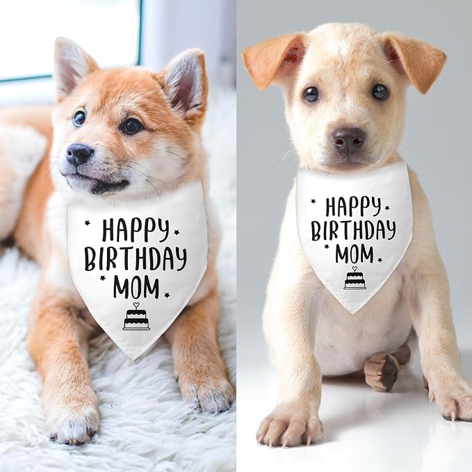 Happy Birthday Mom Dog Bandana Dog Funny White Happy Birthday Bandana - Image 3