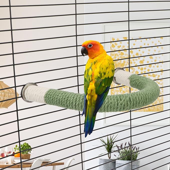 Hypeety Bird Perches Parrot U Shape Natural Wood Hemp Rope Stand Perch Bird - Image 7