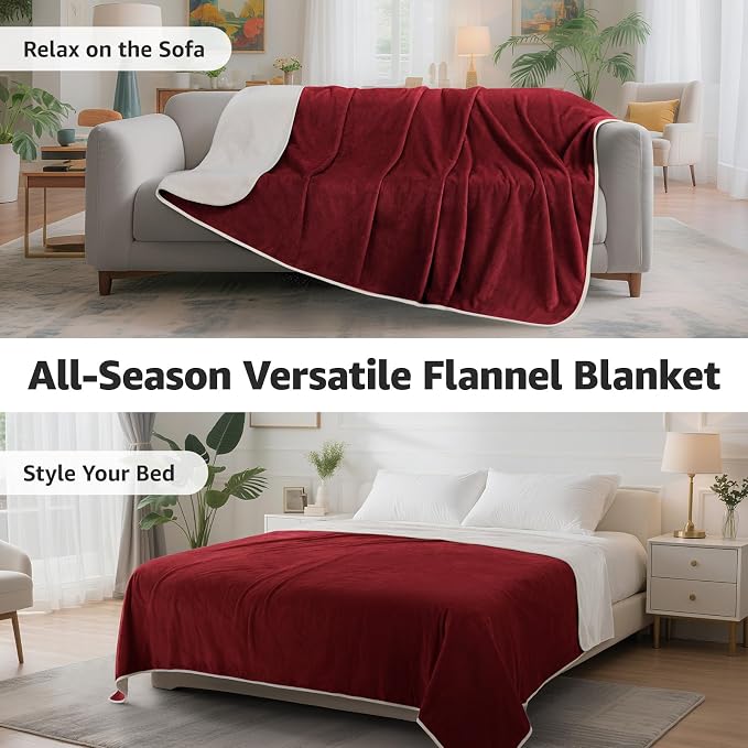 LOOBANI Waterproof Blanket for Bed: Reversible Soft Flannel Twin Bed Blanket - Image 8