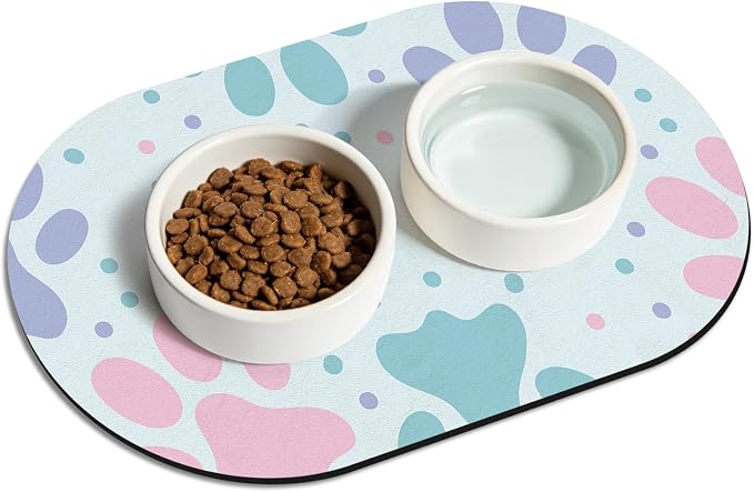 Dog Food Mat 20''x12'', Small Pet Feeding Mat, Non-Slip Rubber Pet Food Mat by METEOROCK