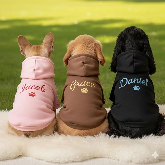 Personalized Name Dog Hoodie, Embroidered Hoodies Pets Name, Custom Pet Memorial - Image 3