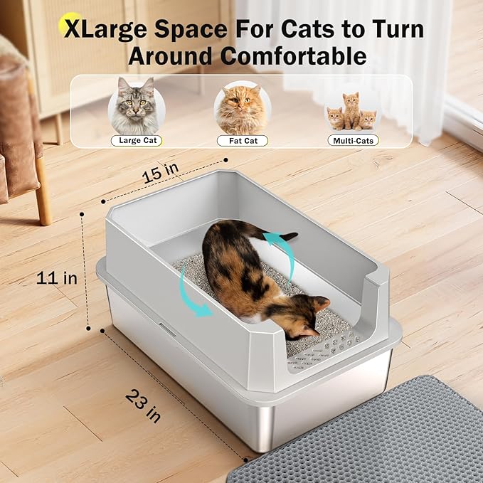 Stainless Steel Litter Box, Extra Large Litter Boxes - Image 6