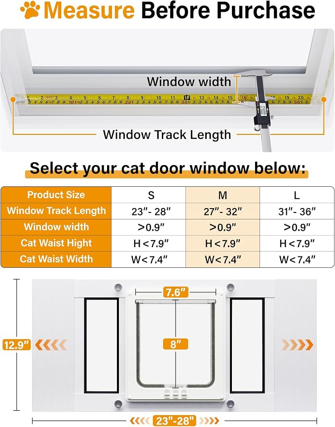 Cat Door for Window Weatherproof: Aluminum Frame Flap Pet Door Quick Fit Window - Image 7