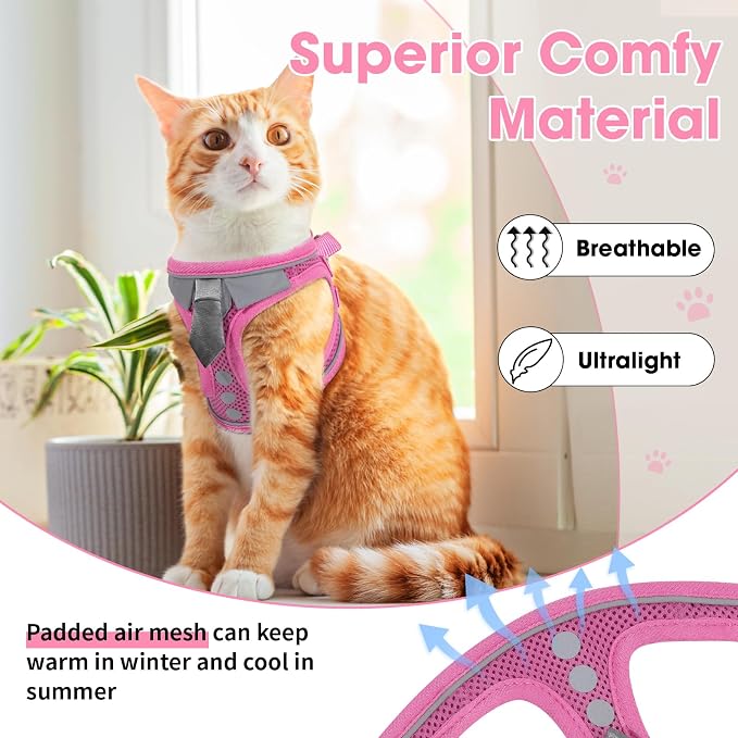 Cat Harness and Leash Set for Walking Escape Proof, Soft Adjustable Kitten - Image 3
