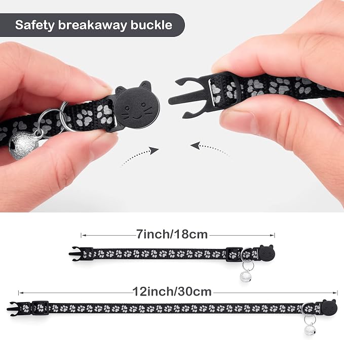 LLHK 2 Pack Breakaway Cat Collars & 2 Pcs Name Tags, Reflective Safety Kitten - Image 4
