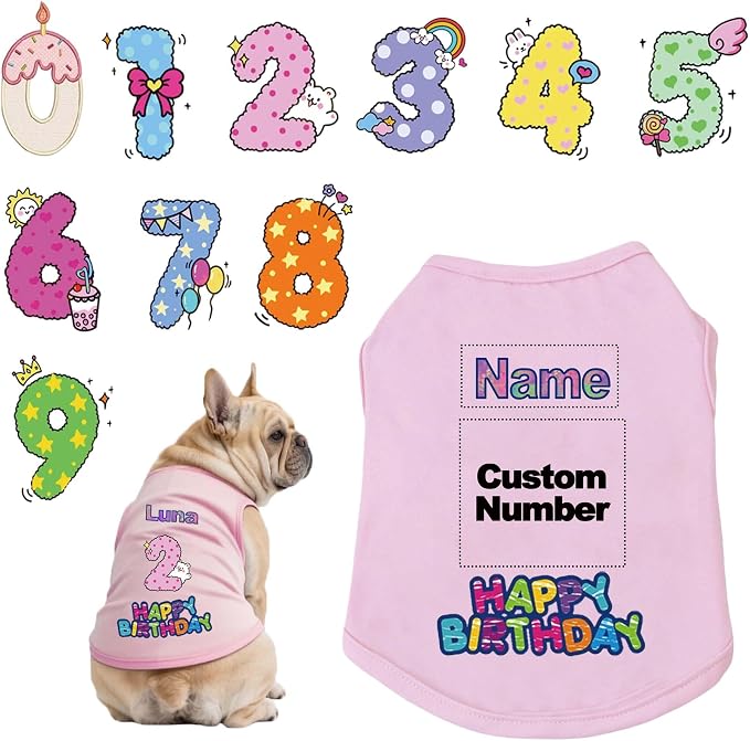 Custom Dog Birthday Shirt, Personalized Pet Apparel Print by Unknown