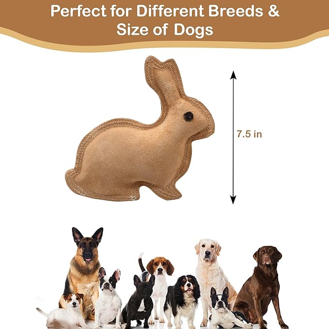 SPOT Dura-Fused Leather Rabbit Dog Toy – Durable Real Leather & Jute Chew Toy - Image 2