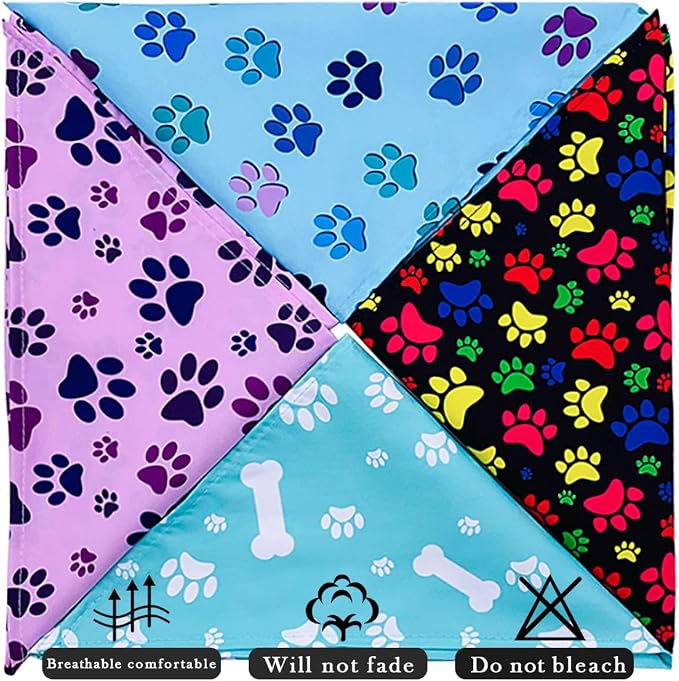 PET SHOW 50Pcs Paw Pattern Dog Bandanas Bulk Washable Puppy Girl Boy Triangle - Image 5