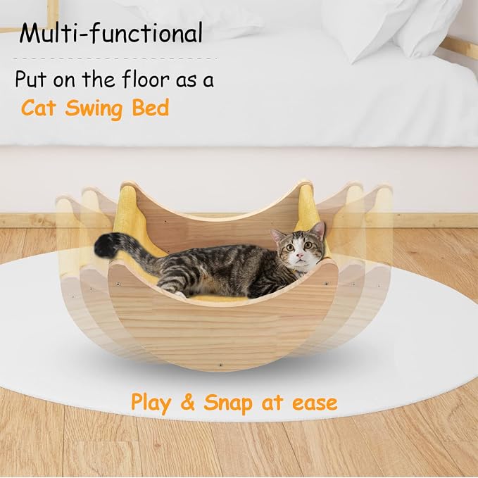 Cat Shelf for Wall Hammock Climbing Shelves and Perches Solid Wood Cat Steps - Image 4