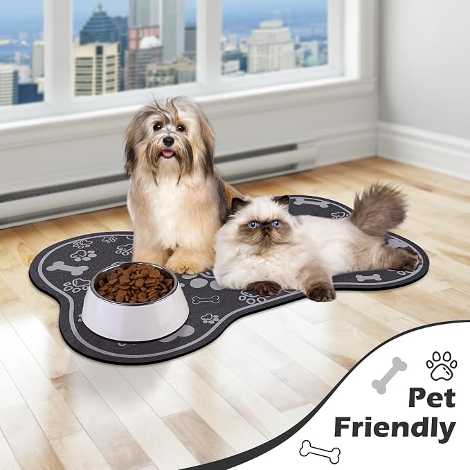 Dog Cat Food Mat, Rapid Absorbent Pet Feeding Mat, Bone Shaped Dog Placemat - Image 6