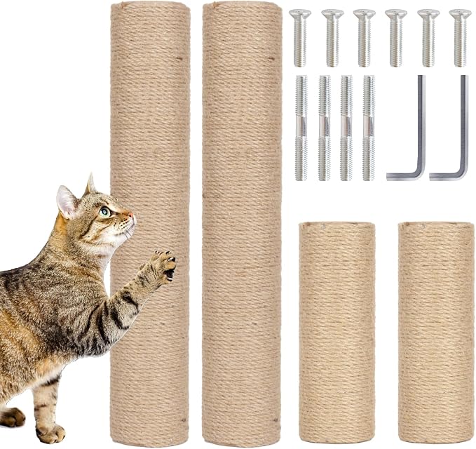 PowerKing Natural Sisal Replacement Scratching Post, 4 Pieces M8 Cat Scratch by PowerKing