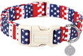 DOGWONG Cotton Dog Collar, Patriotic Dog Collar Durable Soft Natural Fabric Pet by DOGWONG