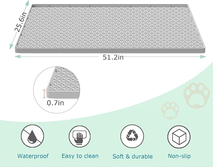 Cat Litter Mat for Litter Box, Silicone Large Cat Litter Trapping Mat - Image 2