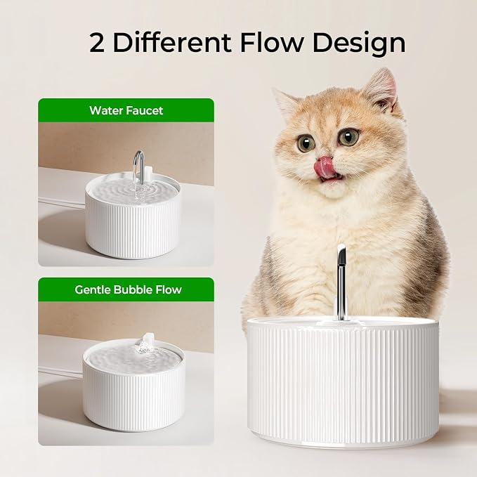 Voluas Ceramic Cat Water Fountain, 2.2L/74oz Cat Fountains - Image 6