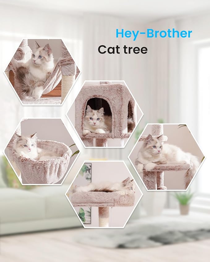 Hey-brother Cat Tree with Large Hammock, Cat Condo with Sisal-Covered - Image 4