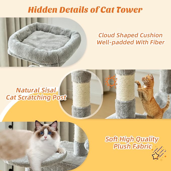 Sweetcrispy 44 inch Cat Tree Tower, Small Cat Climbing Tower - Image 5