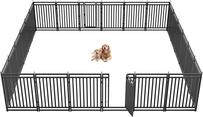 Metal Dog Fence Outdoor for Yard Indoor Dog Playpen 40" Height 24 Panels by Petorldog