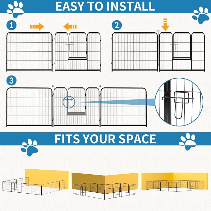 NEWBULIG Dog Playpen 16 Panels 24" Height Foldable Heavy Duty Metal Dog - Image 2