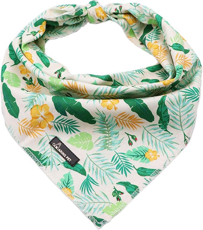 ARING PET Summer Dog Bandanas, Autumn Leaf Floral Kerchief Triangle Bibs Scarf by ARINGPET