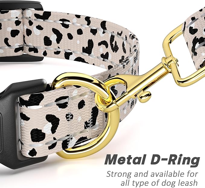 Reflective Dog Collar for Medium Dogs, Cute Leopard Style Adjustable Heavy-Duty - Image 5