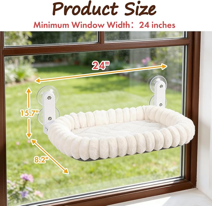 2PC Cat Window Perch with Bolster Foldable Cat Hammock Cushion Bed - Image 3