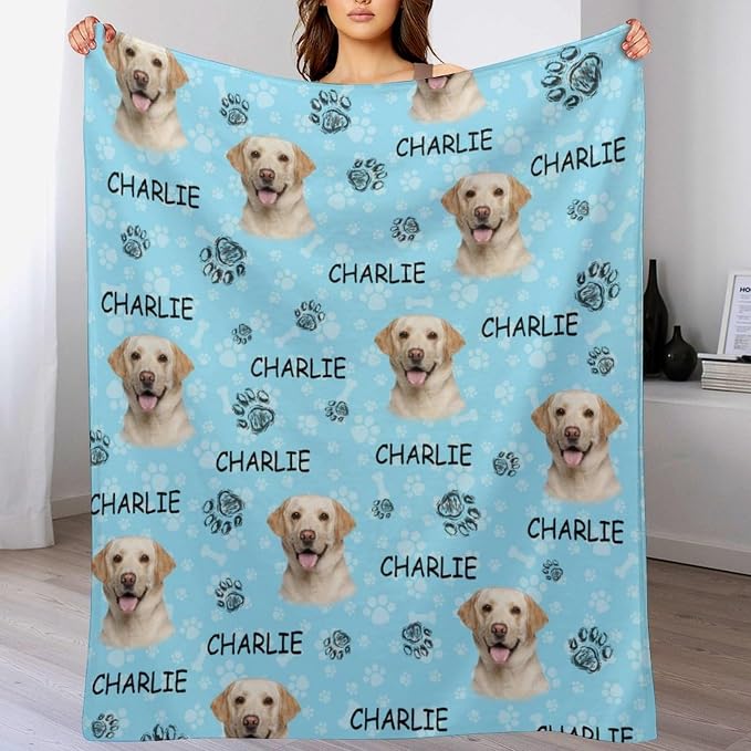 Personalized Paw Print Dog Blanket - Image 3