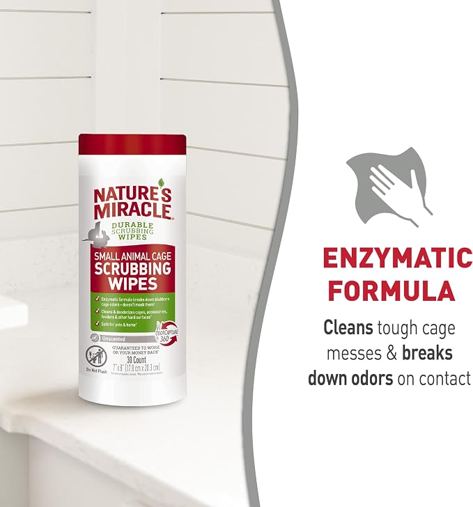 Nature’s Miracle Small Animal Cage Scrubbing Wipes 30Ct - Image 7