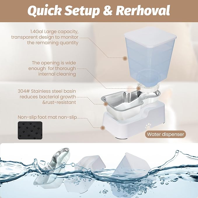 Automatic 5.4L/1.4Gal Pet Waterer, Automatic Dog Water Dispenser Gravity - Image 4