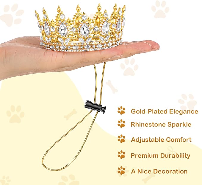 Abbylike Pet Rhinestone King Crown, Queen Crown - Image 3