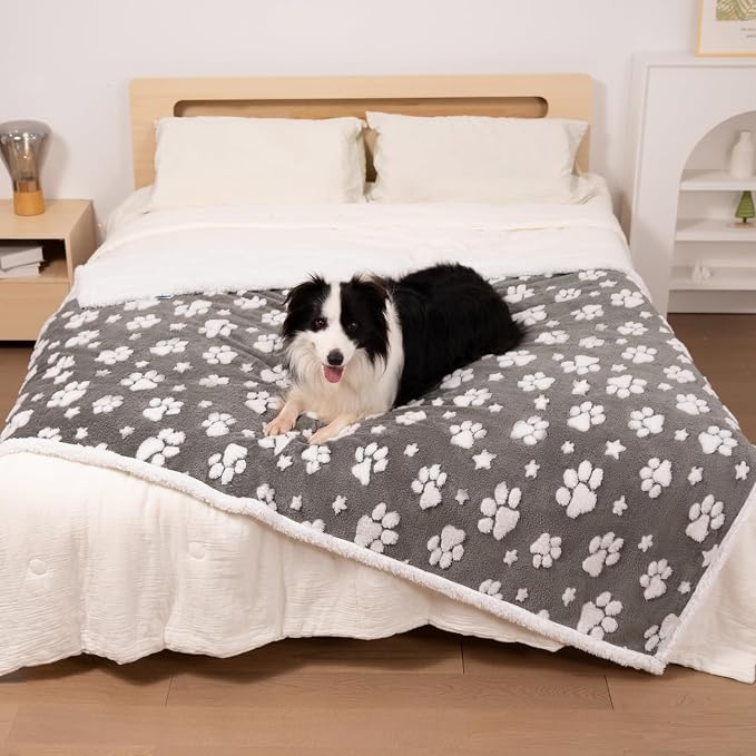 Waterproof Blanket for Dog Puppy Cat, Cute 3D Textured Paw Dog Blanket for Bed - Image 6